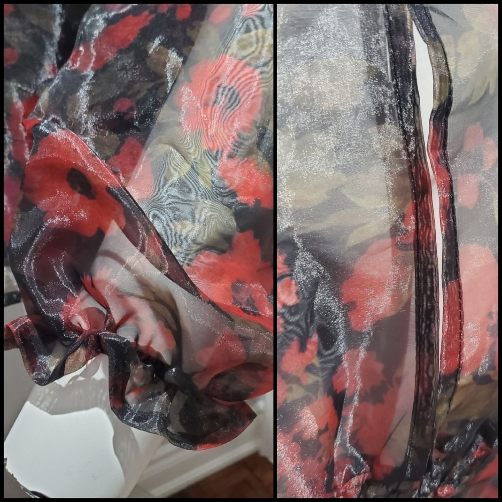 Floral Organza Puff Sleeve Babydoll Top - Picture 8 of 15
